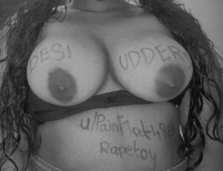 my 20 yo virgin desi rapemeat was made to write this on her body and be out the whole day shopping w her mom without any panties on. Did she do a good job? preview 2